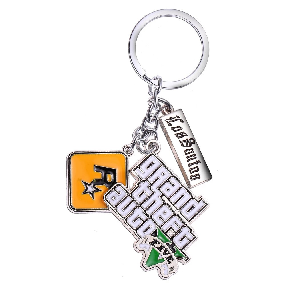 EPOCH Special Grand Theft Auto Keyring Muti-Pendant Keyrings Jewelry Game GTA V Keychains PS4 Xbox PC Game Birthday Gift For Fans Bag Pendant For Men Boys Game GTA Key Holder