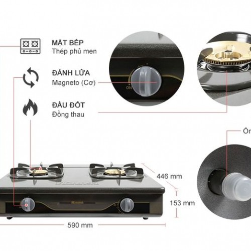 [Mã 267ELSALE hoàn 7% đơn 300K] Bếp gas đôi Rinnai RV-660G + Bộ van dây