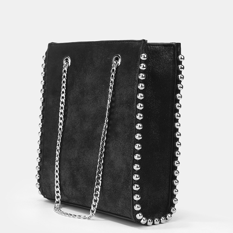Túi Tote JASMIN NOIR Viền Đinh Tán Phối Dây Xích Thời Trang Cho Nữ