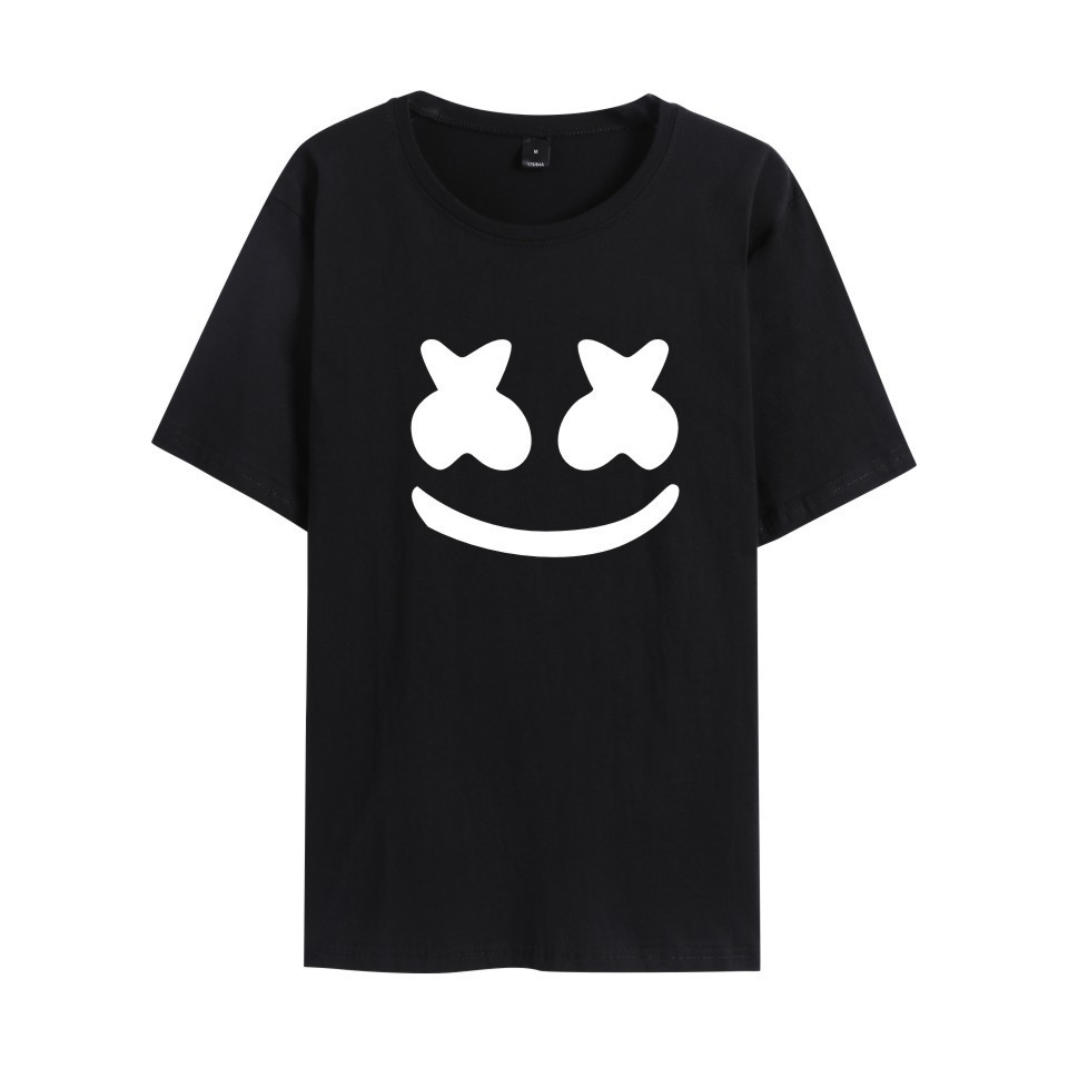 Áo Thun Cotton Ngắn Tay In Hình Marshmello Cá Tính