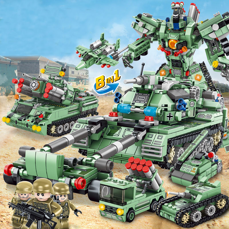 Đồ chơi lắp ráp Kiểu Lego cho bé trai Robot và Xe Tank 8 trong 1 với 832 chi tiết có thể ráp thành 25 kiểu khác nhau