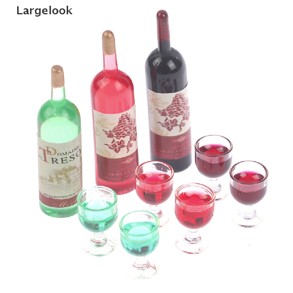 Set 3 chai rượu vang thu nhỏ tỉ lệ 1/12 cho nhà búp bê