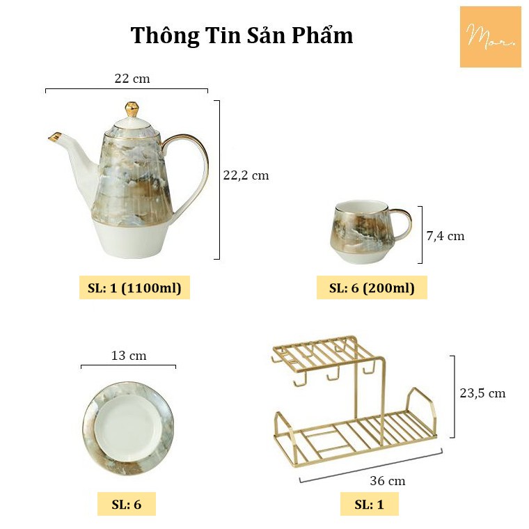 Bộ ấm trà sứ cao cấp - MOR192