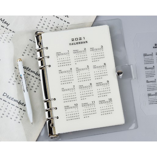 Lịch năm 2021 pvc cho sổ bìa còng planner A5/A6