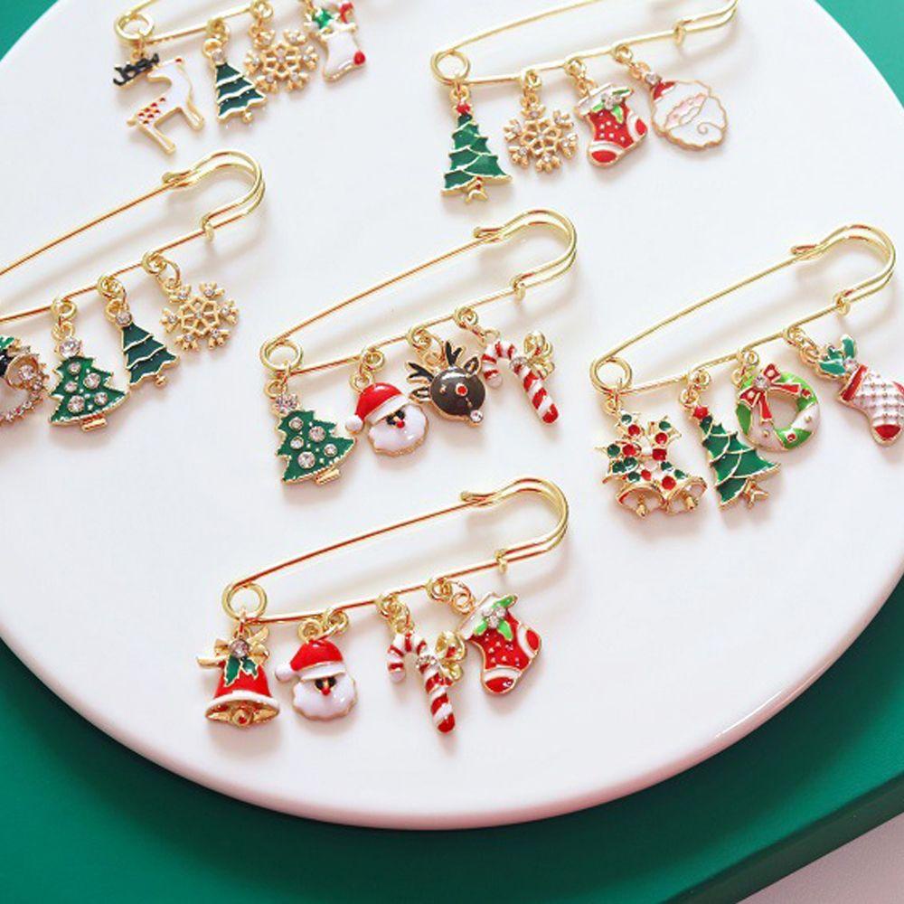 Ghim Cài Áo Hình Hoa Tuyết / Ông Già Noel / Chuông / Cây Thông Giáng Sinh