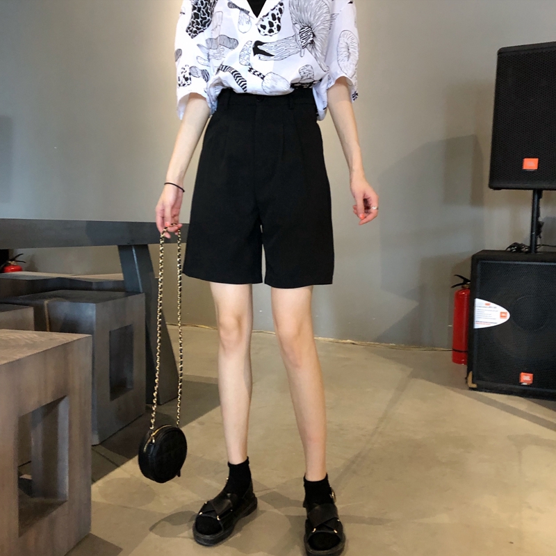 SUXI Quần Short Ống Rộng Lưng Cao Hợp Thời Trang