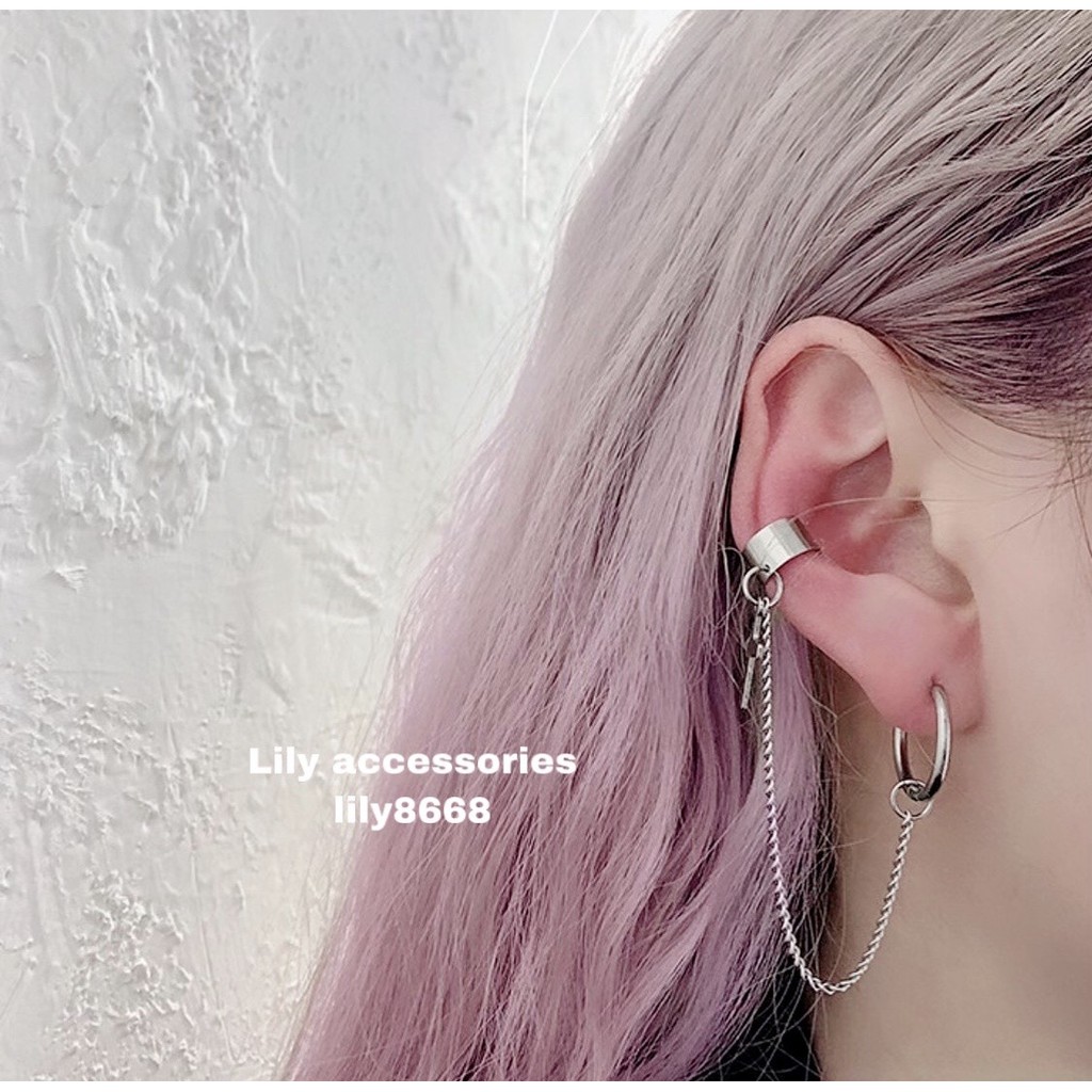 khuyên tai và kẹp vành tai titan phối thánh giá không gỉ không đen không dị ứng cho nam và nữ