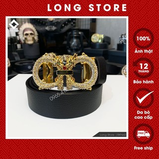 Thắt lưng da nam đính đá cao cấp da thật 100% bảo hành 3 năm về da LONGSTORE