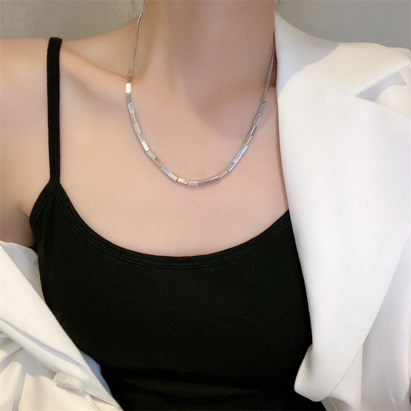 Vòng cổ hình vuông bằng thép titan Cá tính đơn giản có thể điều chỉnh Chuỗi vòng cổ dành cho nữ cho nam giới Quà tặng đồ trang sức Hip Hop