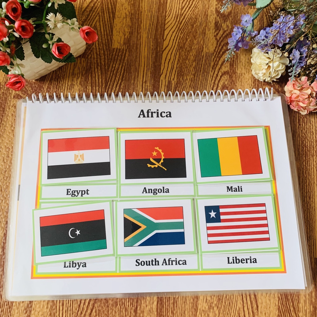 Học Liệu Montessori Cờ Các Nước Bóc Dán Giúp Bé Phát Triển Tư Duy, Ghi Nhớ Hình Ảnh
