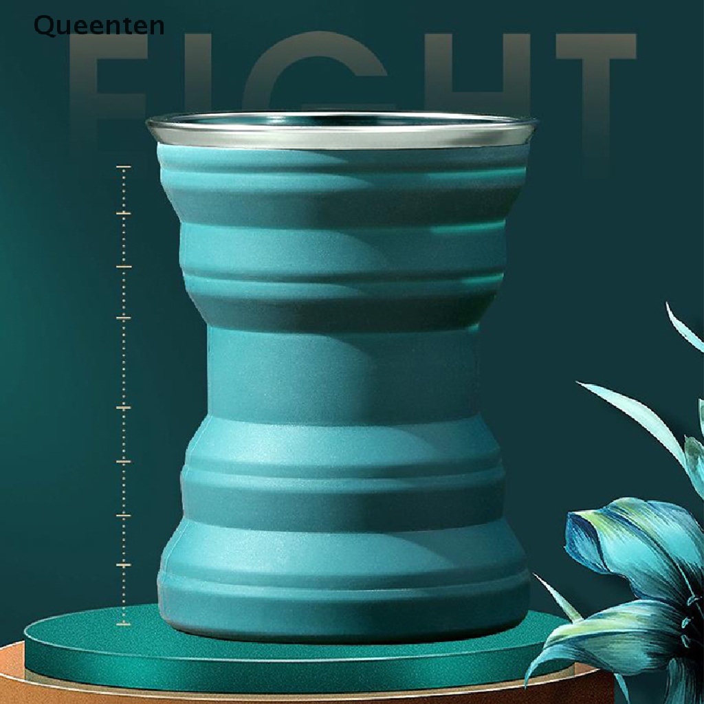 Queenten Folding Water Bottle Cup 320ml Foldable Silicone Coffee Drinking Cups Mugs QT