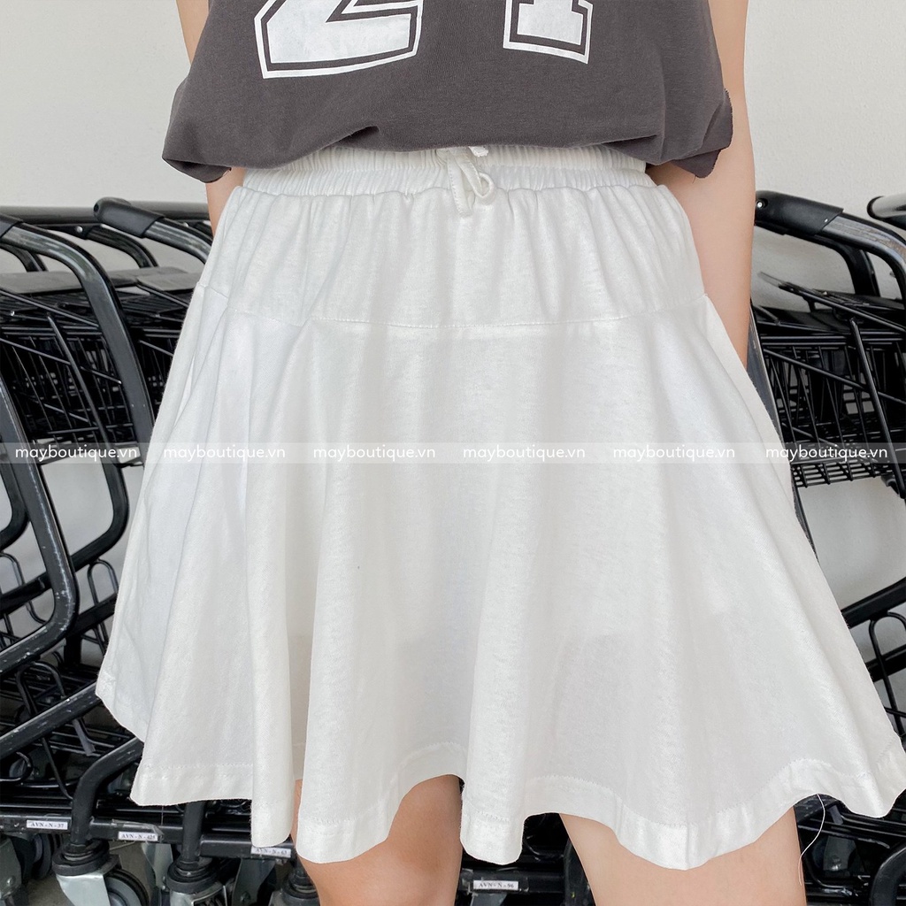 [HÀNG CÓ SẴN] Quần short thun xòe trơn May Boutique cạp chun cotton mịn mát co giãn SGV21H_107.014