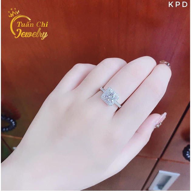 Nhẫn Bạc Nữ FREESHIP Nhẫn Nữ Cao Cấp Gắn Đá Vuông Nổi Bật, Sang Trọng, Kết Hợp Đá Viền
