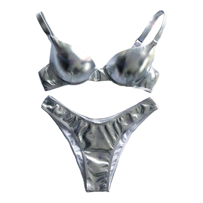 Bộ bikini hai mảnh màu sắc ánh kim gợi cảm cho nữ