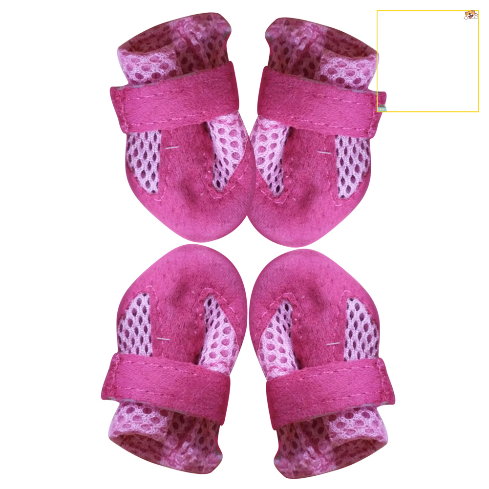 Bộ 4 Chiếc Giày Dạng Lưới Mềm Mại Chống Trượt Cho Thú Cưng