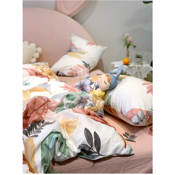 Bộ Chăn Ga Gối ❤️ Cotton living 100% cao cấp đủ size đệm ga giường họa tiết kẻ phong cách Hàn Quốc