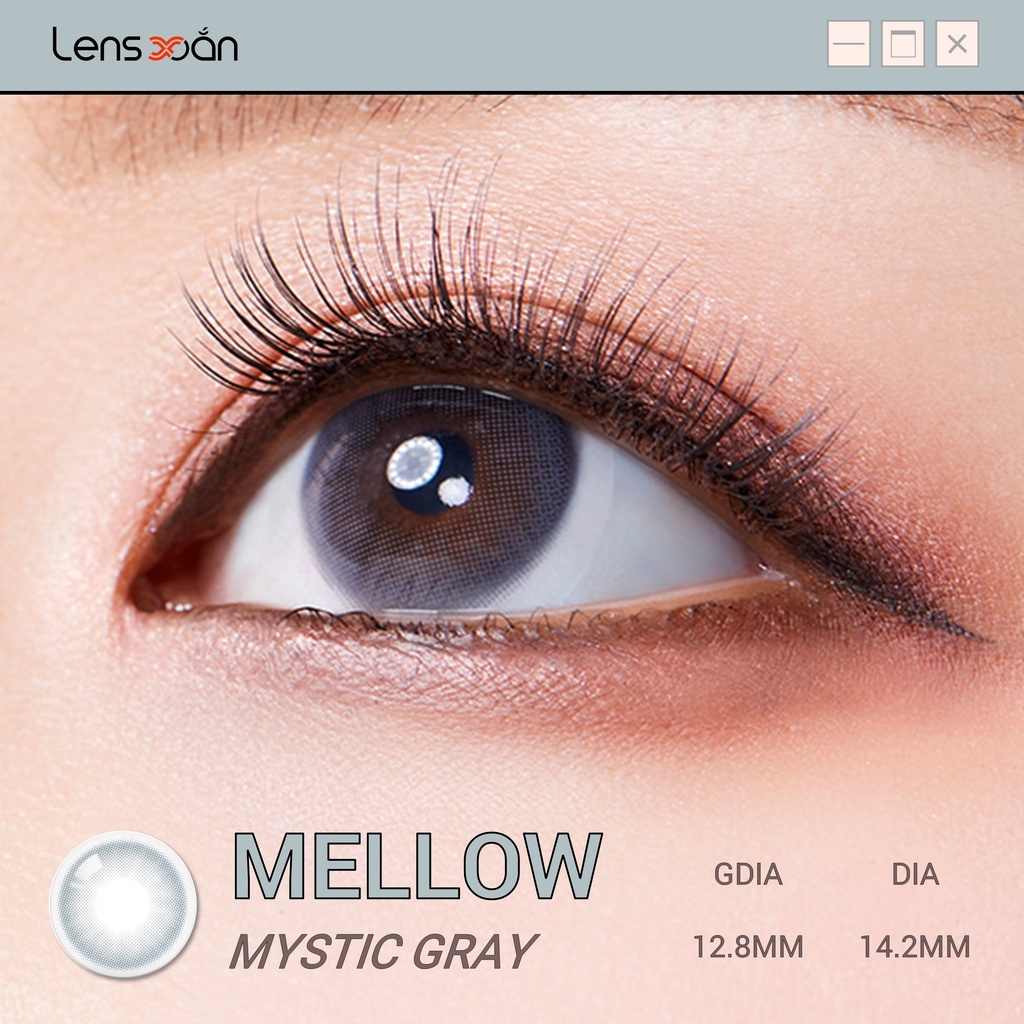 KÍNH ÁP TRÒNG MELLOWS MYSTIC GRAY của Olola (6 tháng): Kính áp tròng xám ánh xanh nhẹ tự nhiên | Lens Xoắn (GIÁ 1 CHIẾC)