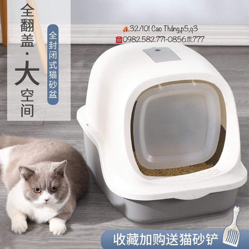 Nhà Vệ Sinh Cho Mèo Có Nắp Siêu Dễ Thương Tặng kèm xẻng