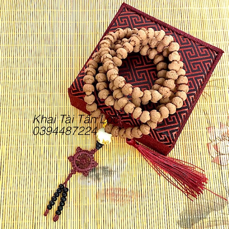 Vòng chuỗi 108 hạt Bồ đề liên hoa 8mm tự nhiên om mani padme hum Tây Tạng