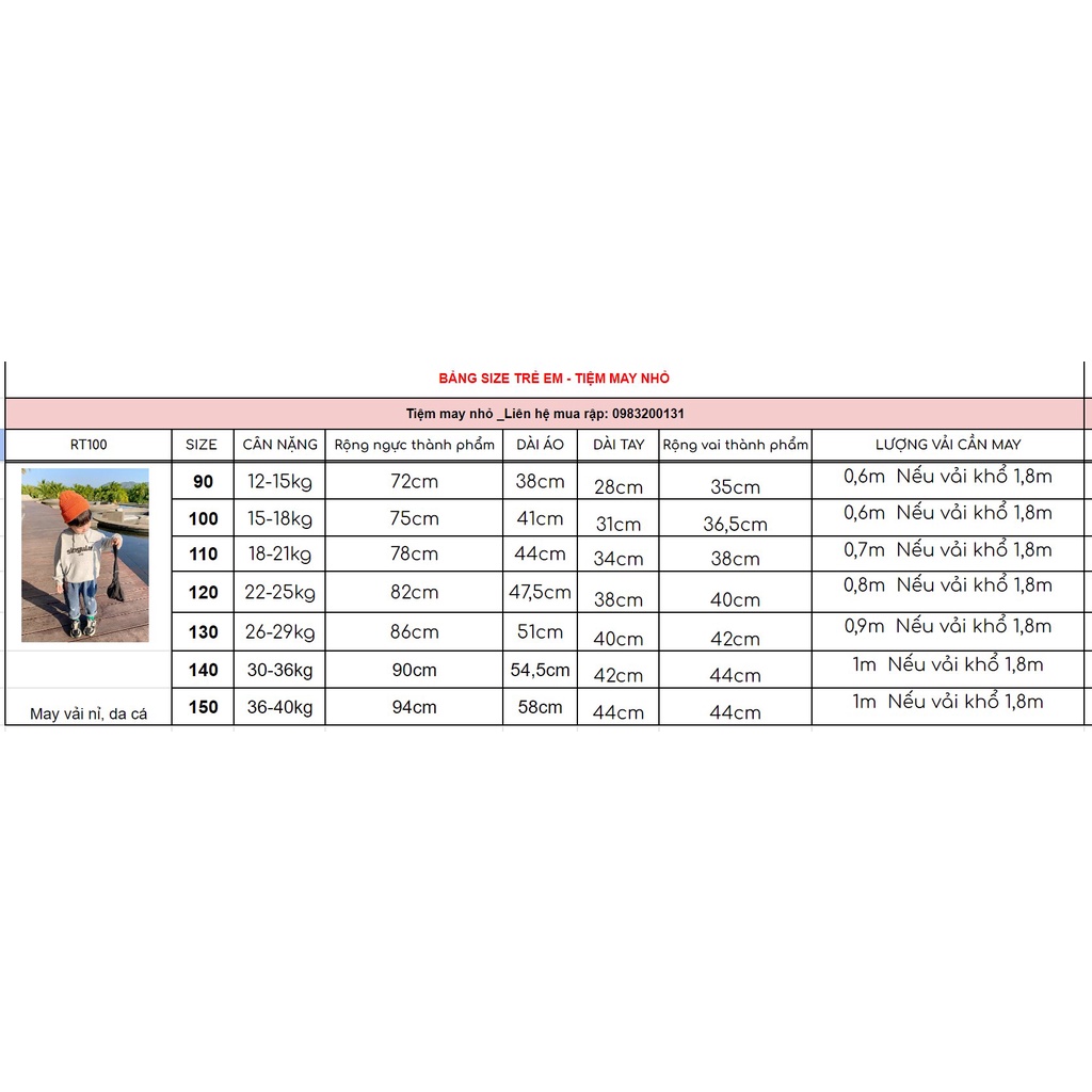 RT100_Rập giấy may áo hoddie cho bé