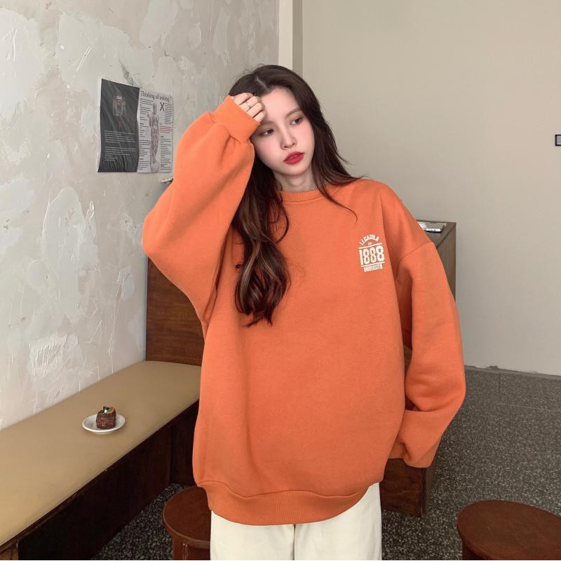 Áo Hoodie Không Mũ,Áo Sweater Nữ Hàn Quốc Form Rộng Nhiều Màu