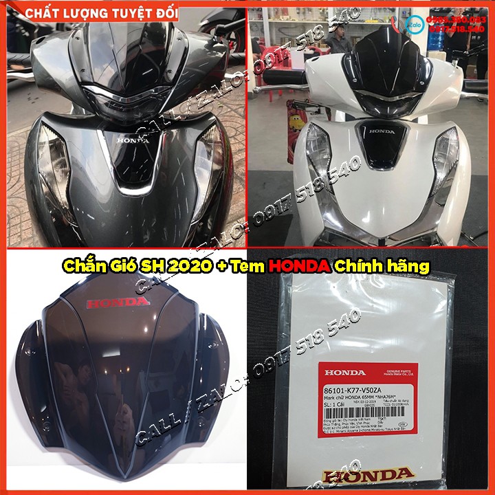 Chắn Gió Sh 2020 Trong Suốt + Tem HONDA Chữ Đỏ Chính Hãng