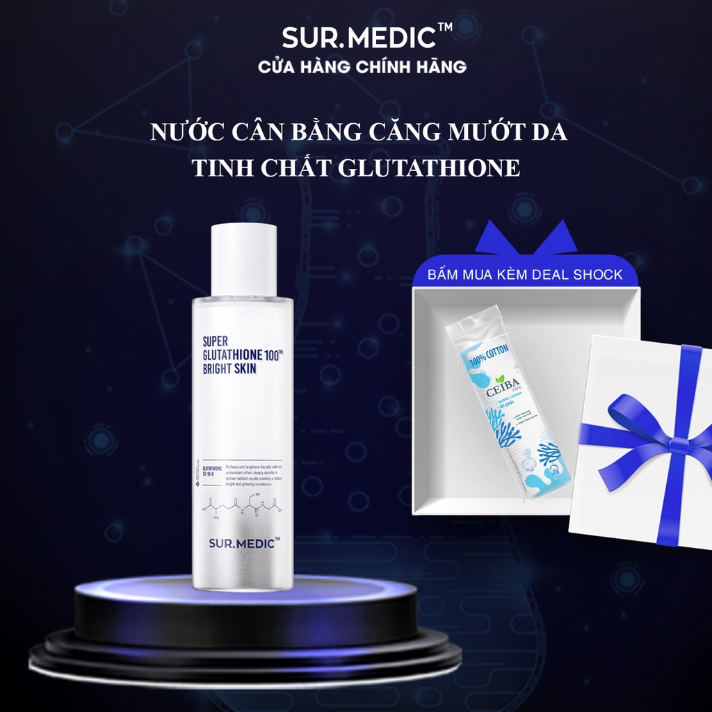 Nước Cân Bằng Giữ Ẩm Dưỡng Sáng Da SURMEDIC Super Glutathione 100 Bright Skin 145ml