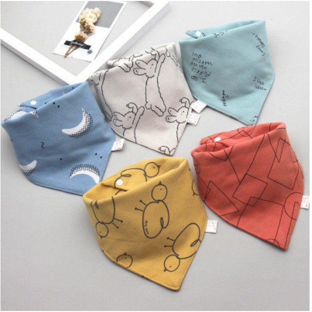 [100% cotton] Set 5 chiếc yếm tam giác cho bé màu sắc đẹp cực kỳ mềm mại 2 nấc cúc bấm dễ điều chỉnh 2 lớp