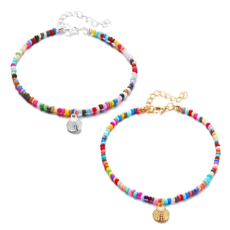 Lắc Chân Chuỗi Hạt Nhiều Màu Phong Cách Boho Thời Trang