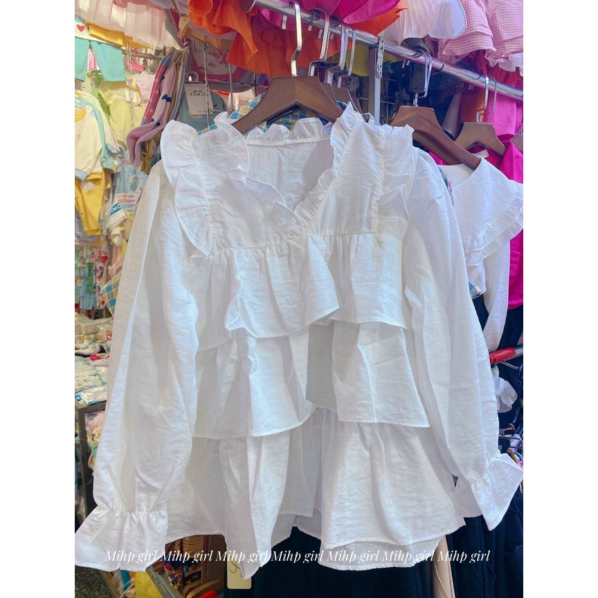 Áo babydoll dài tay 3 tầng xòe tay bo, áo bigsize nữ vải đũi đủ màu.