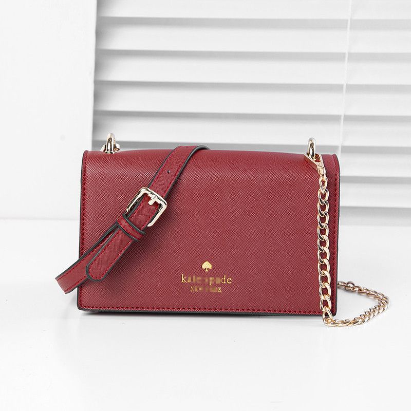 Túi đeo chéo KATE SPADE xuất Âu xịn da xước đỏ đô logo size 20