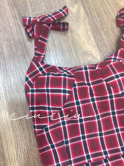 Đầm Caro Bố 2Dây Nơ Chân Xoè Chất Vải Đẹp Kèm  ẢNH THẬT | BigBuy360 - bigbuy360.vn