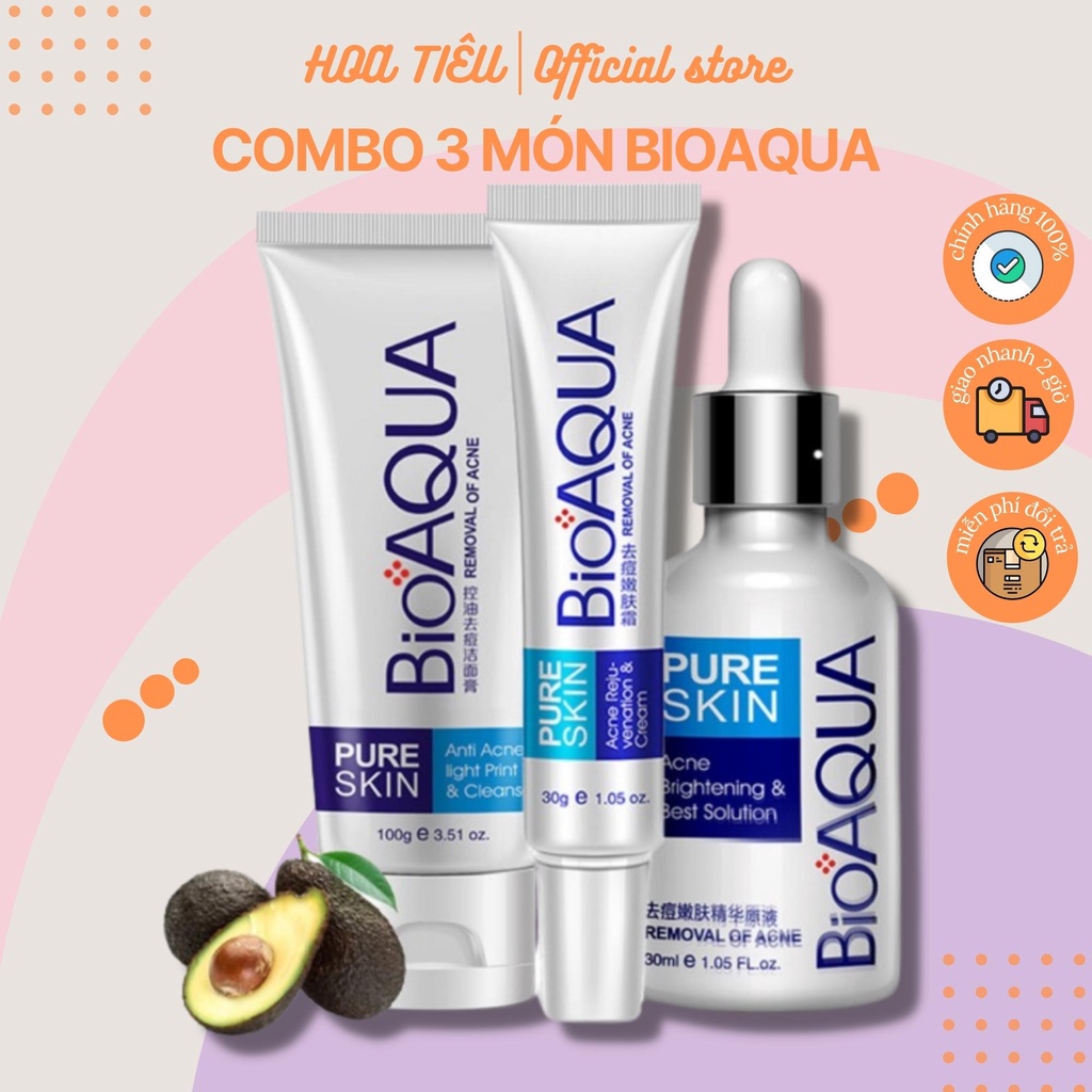 Bioaqua combo 3 món kiềm dầu làm sạch bã nhờn, ngăn ngừa mụn