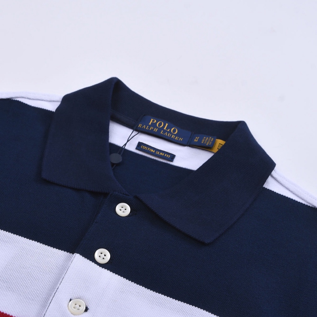 Áo polo Cotton Tay Ngắn Cổ Bẻ Kẻ Sọc Ralph Laurens Thời Trang Mùa Hè 2022 Cho Nam