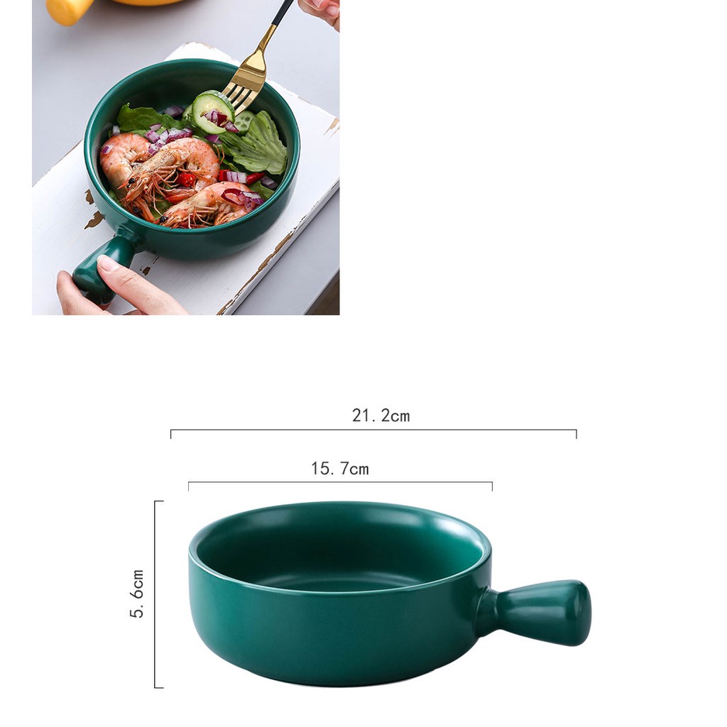 Bát Sứ Có Tay Cầm - Thố Sứ Cao Cấp Đường Kính 15cm Hàng Loại 1 Dùng Được Lò Vi Sóng, Lò Nướng