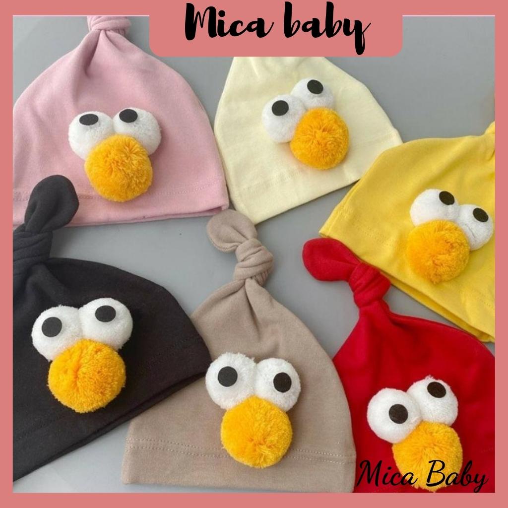 Mũ cotton trùm đầu họa tiết mắt chim đáng yêu cho bé từ 0-12 tháng Mica baby