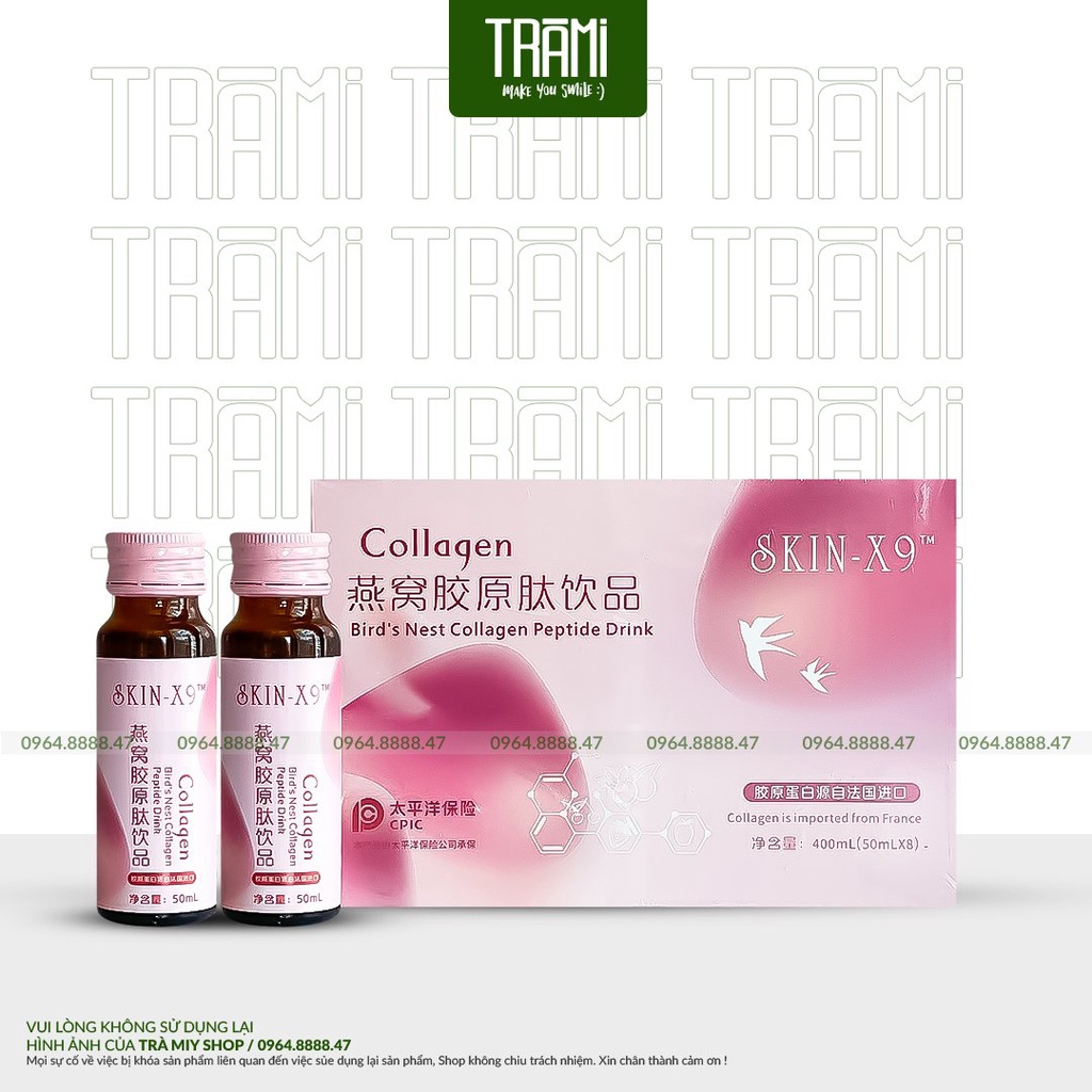 [CHÍNH HÃNG] Nước Yến Collagen Skin X9, Hàm Lượng Collagen Gấp X5, Hỗ Trợ Giảm Nám, Tàn Nhang.