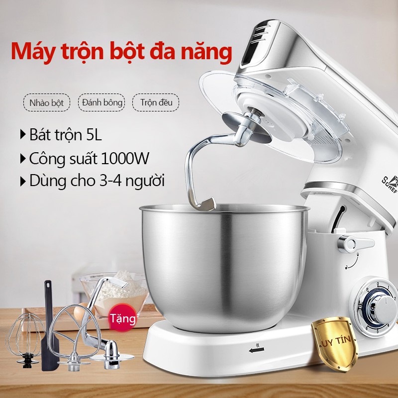 YA18A19 Máy đánh trứng trộn bột dung tích 6.5 lít công suất lớn 1300W đánh trứng toàn tự động màu đen  nâng cấp mới nhất