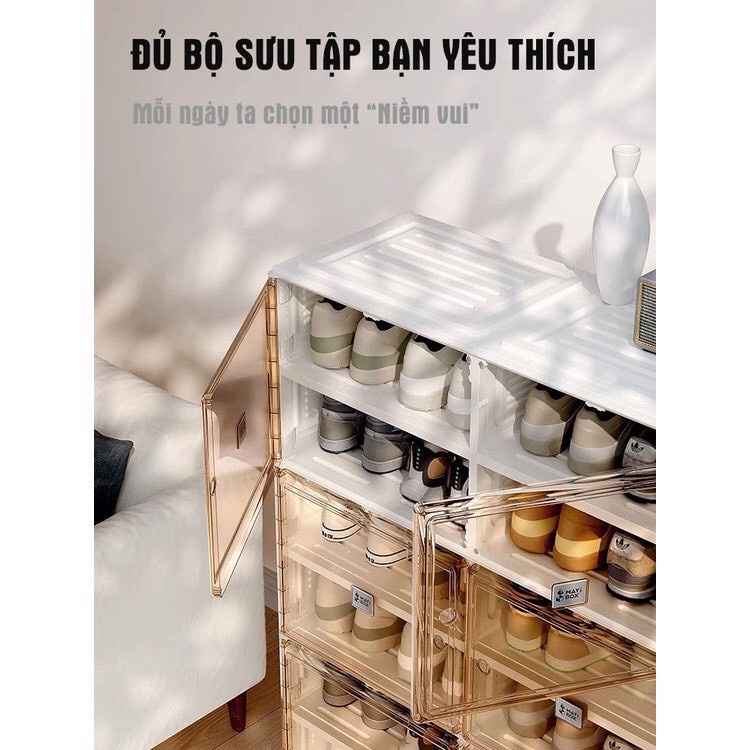 Tủ giày nhựa Mayibox nhựa cứng lắp ghép dễ dàng, Hộp đựng giày dép gấp gọn trong suốt siêu bền mã SC2-D6A