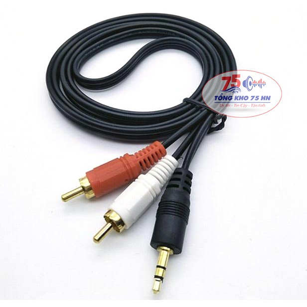 Dây loa 1 đầu 3.5mm đưa ra 2 cổng RCA AV bông sen 1.5m