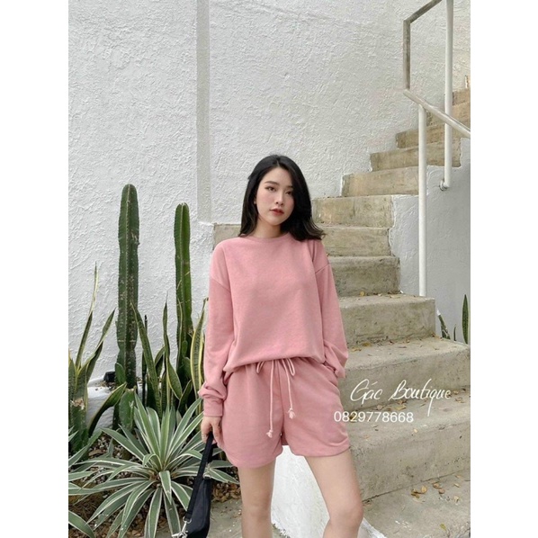 Set bộ nỉ trơn kẹo ngọt đủ màu kèm short