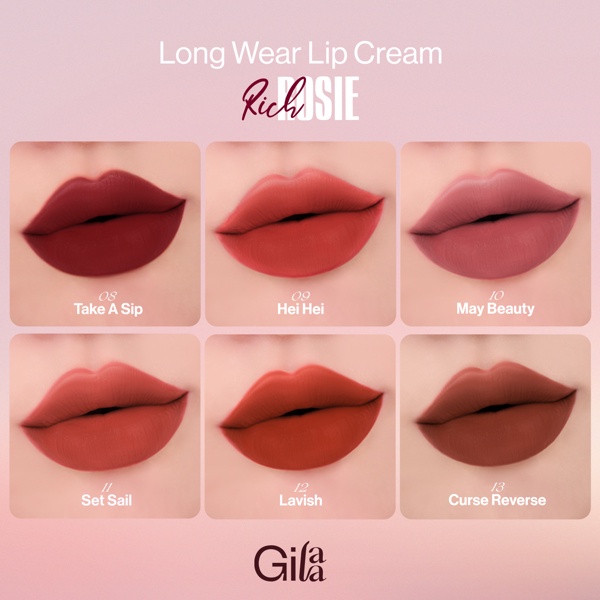 (Vỏ hộp tròn) Son Gilaa Long Wear Lip Cream Rich Rosie Collection (5g)