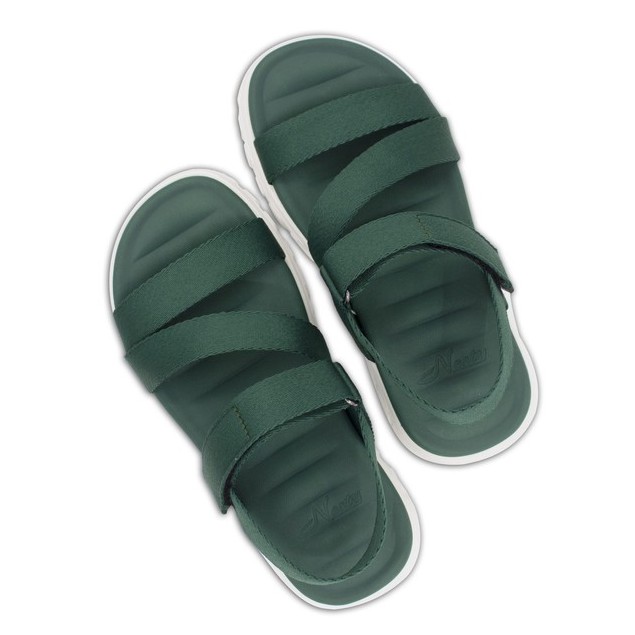 Giày sandal quai chéo nam nữ unisex, xăng đan cực êm NESTY SB12-DXR xanh rêu đế trắng