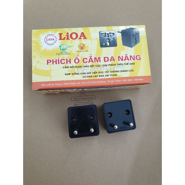 Ổ cắm nối đa năng Lioa chân cắm tròn chuyển 3 chấu thành 2 chấu phi 4 / phi 5 ONC04 - ONC05