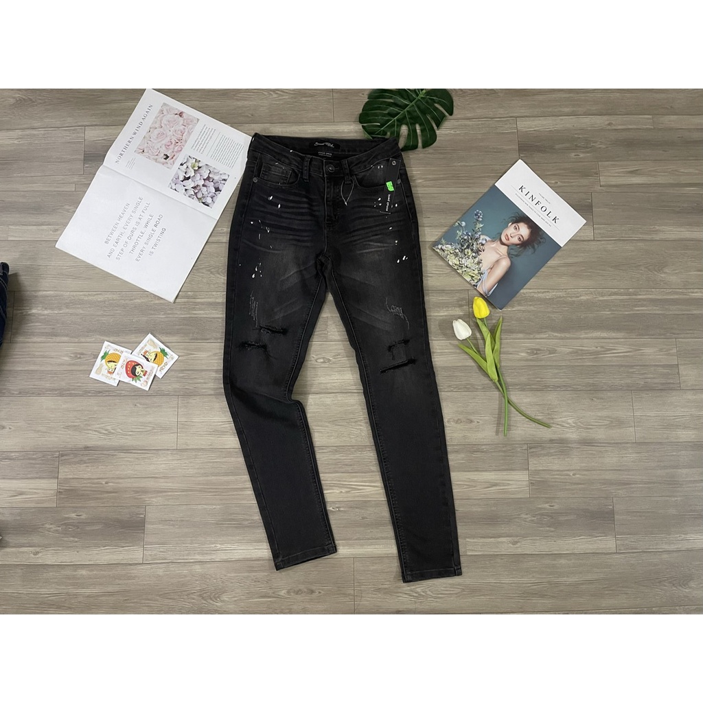Quần jean skinny/jean ôm rách vẩy sơn hàng vnxk (CÓ SẴN- MẪU DO SHOP TỰ CHỤP)