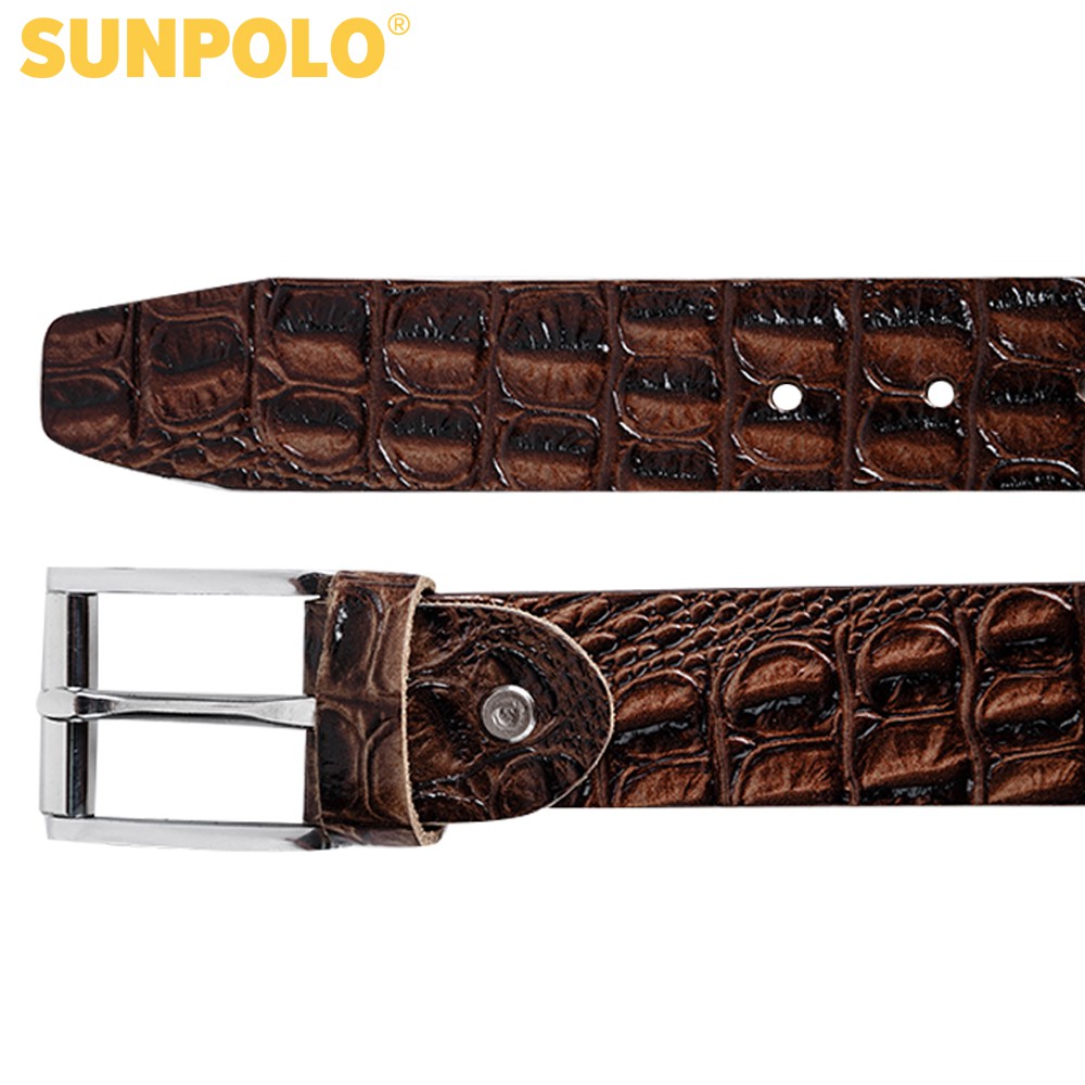 Thắt lưng nam da bò SUNPOLO Đen Nâu Bò - BS06DNB