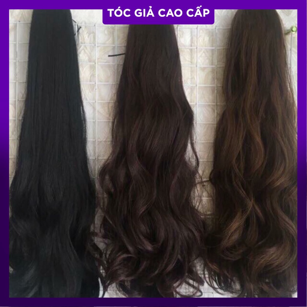 Tóc ngoặm xoăn dài đen hình thật