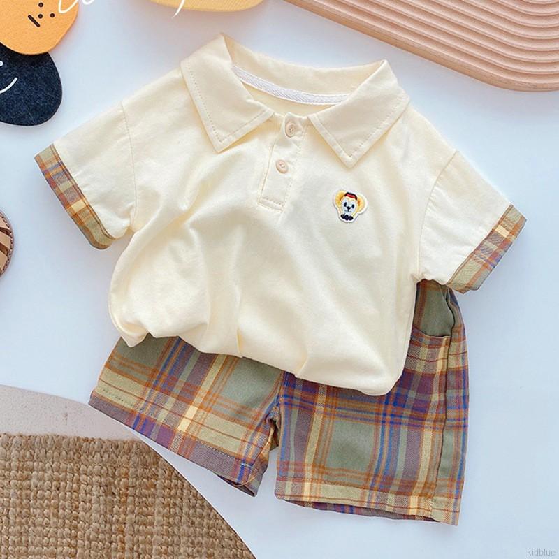 Set áo thun tay ngắn kèm quần short phong cách hàn quốc cho bé