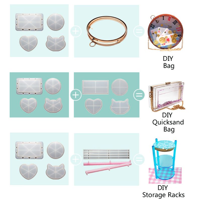 Khuôn Silicone Làm Túi Lắc Epoxy Hình Chữ Nhật Tiện Dụng