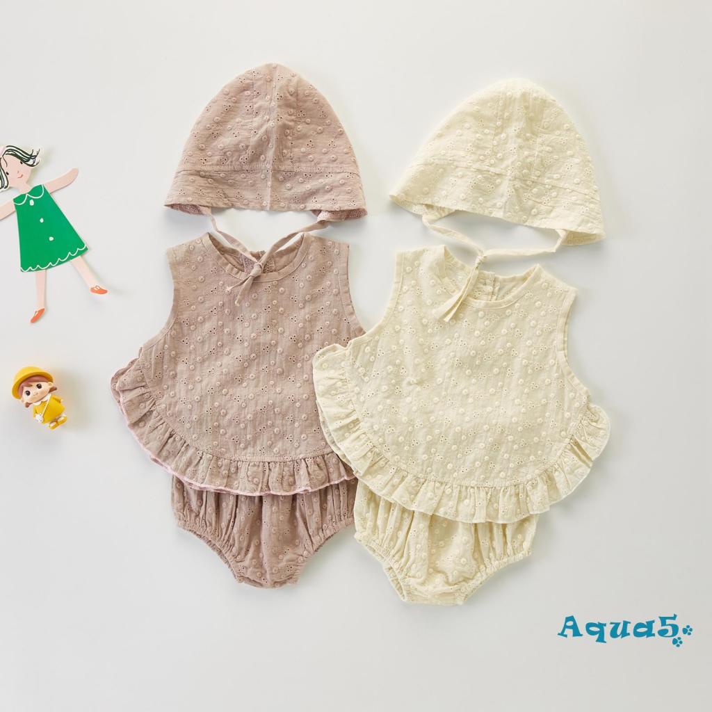 Set Đồ 3 Món Áo Không Tay Cổ Tròn Họa Tiết Hoa + Quần Short Dành Cho Bé Gái